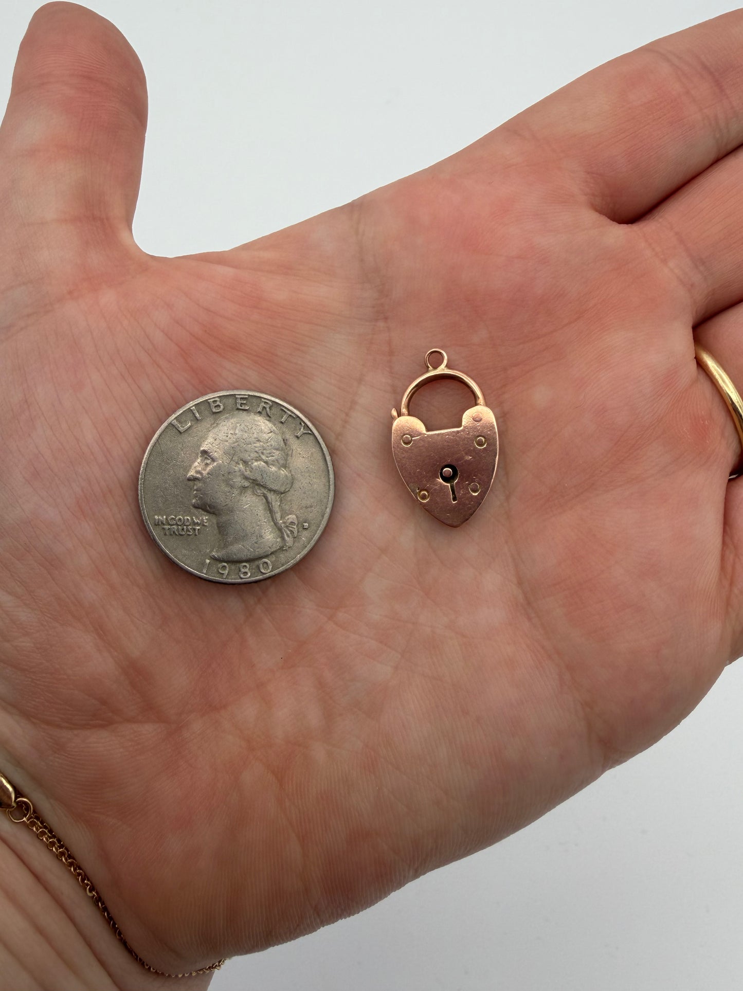 Vintage 9k Rose Gold Heart Padlock