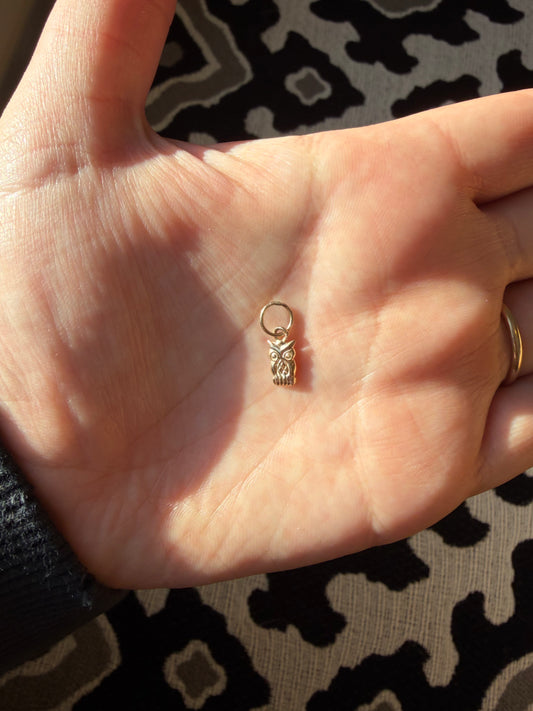 Petite Owl Charm 14k