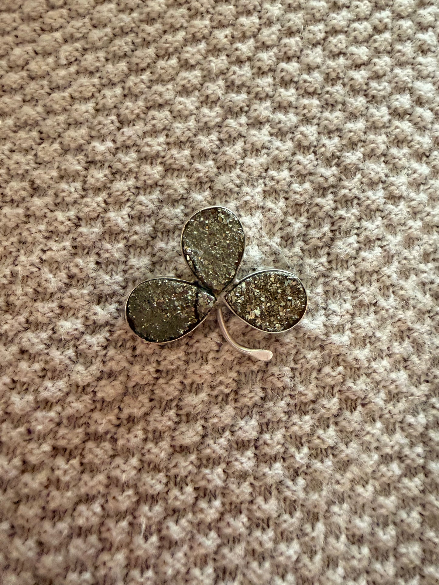 Pyrite Clover Pin