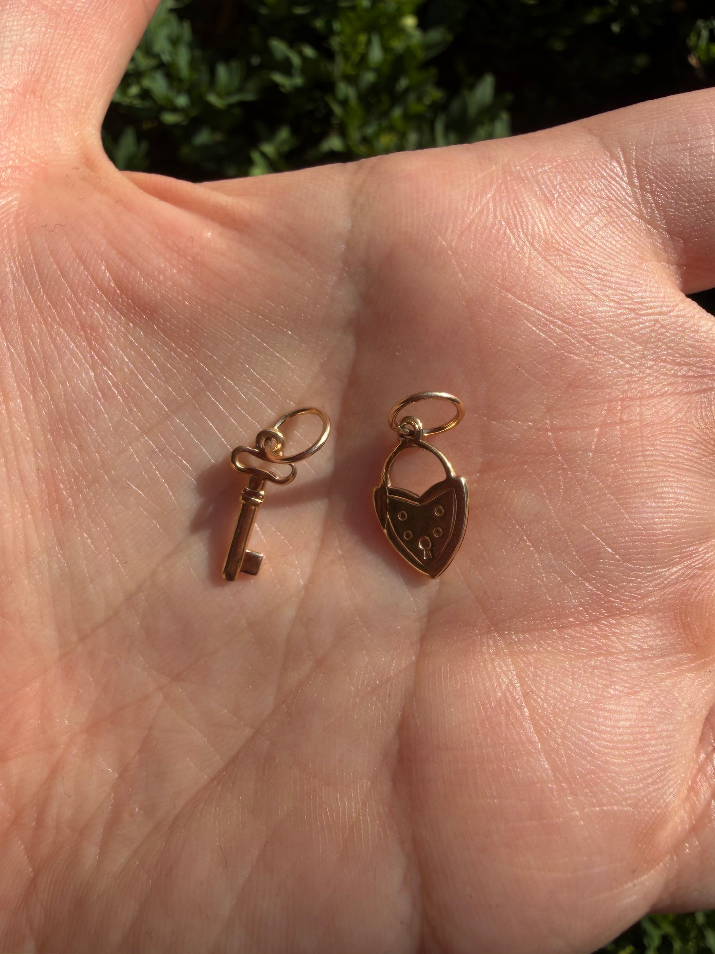 14k Heart and Key Pair Charms