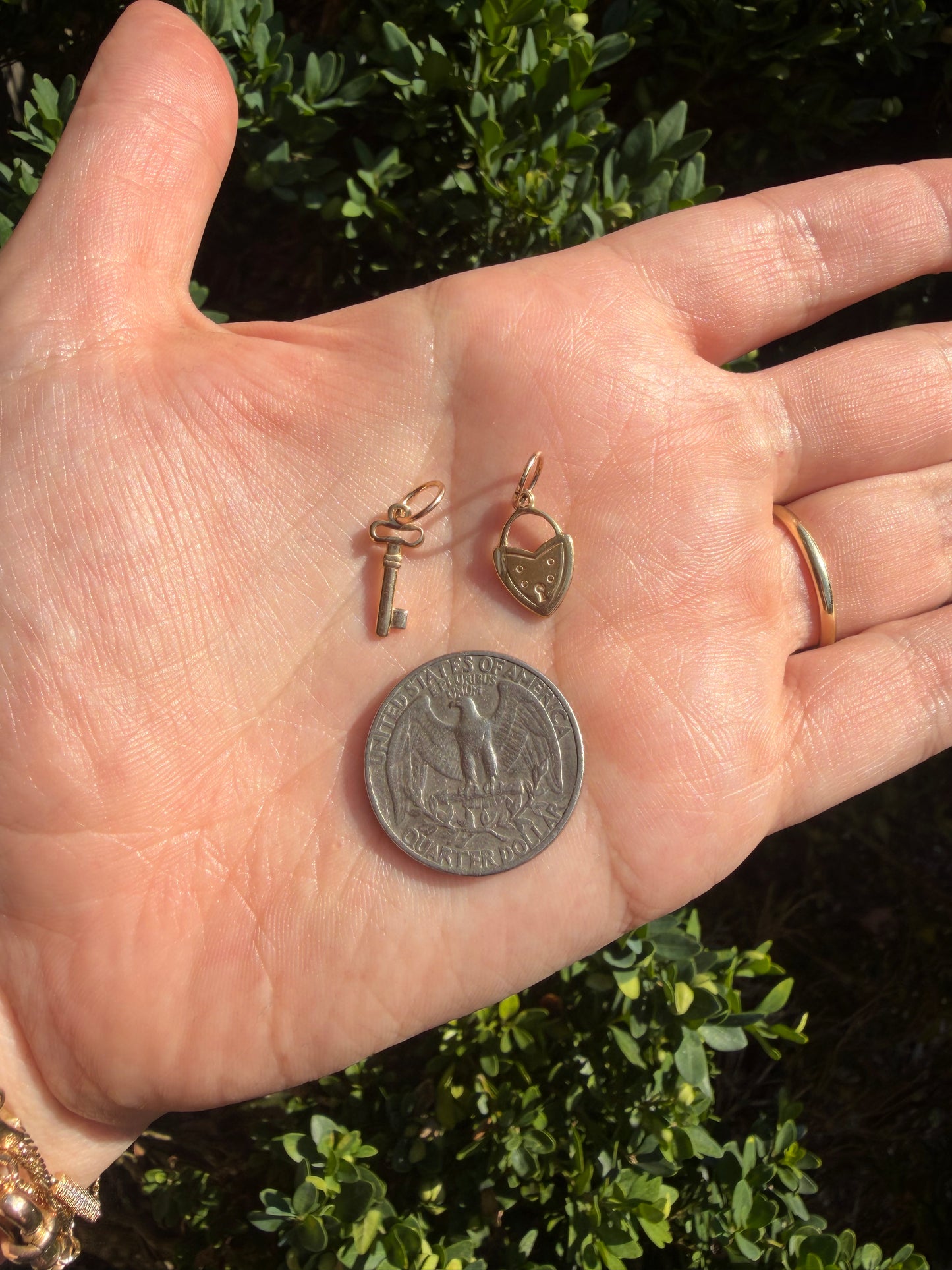 14k Heart and Key Pair Charms