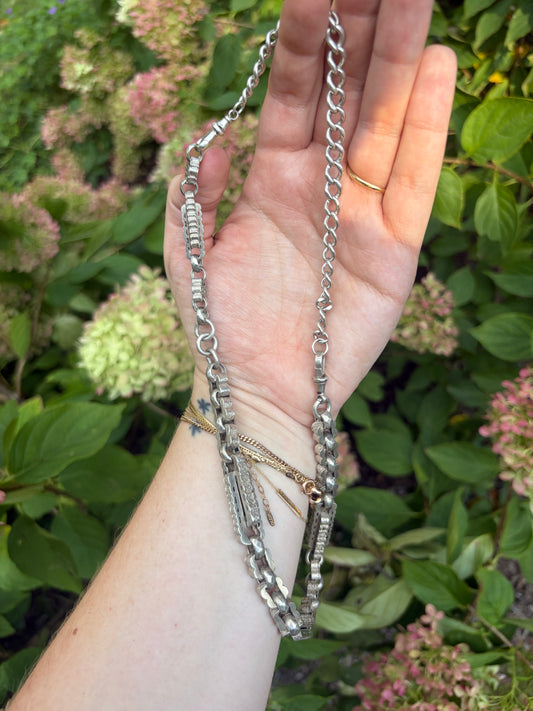Antique Fancy-link and Graduated Curb "Franken-Chain"
