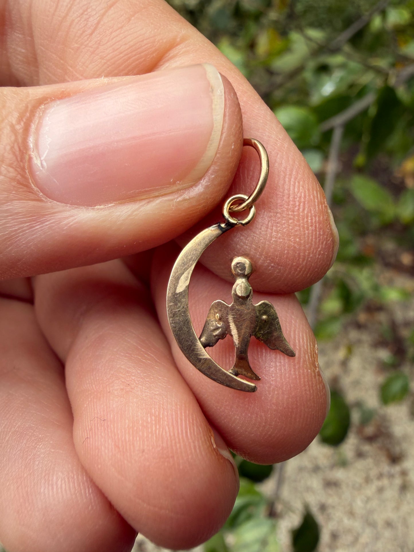 Vintage Moon and Bird Charm