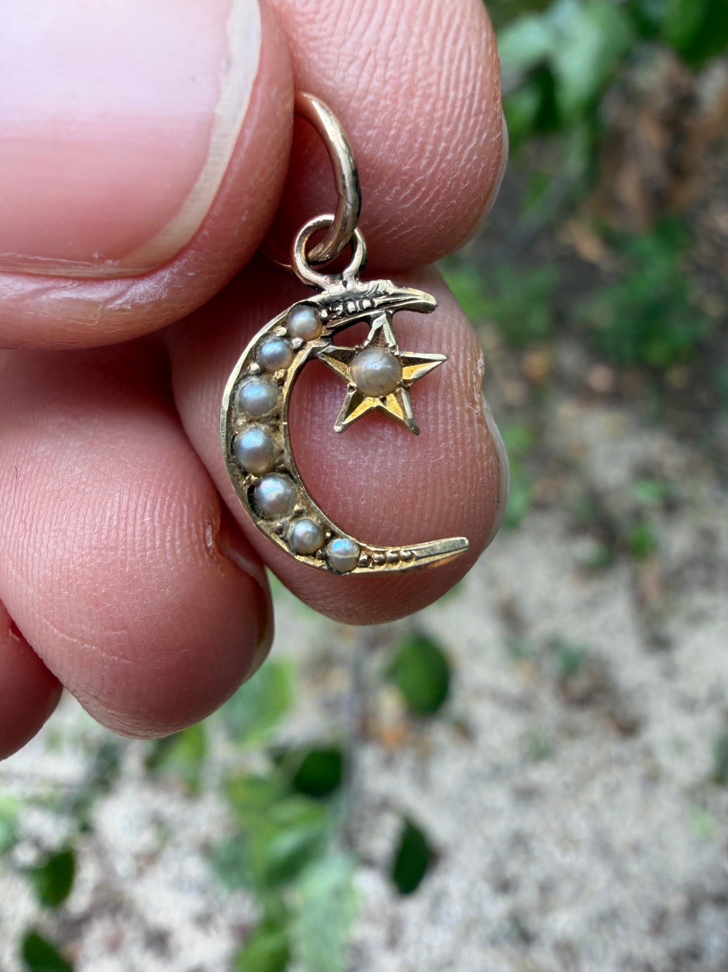 Victorian Moon and Star Charm